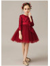 Burgundy Tulle Short Flower Girl Dress Burgundy Tulle Short Flower Girl Dress